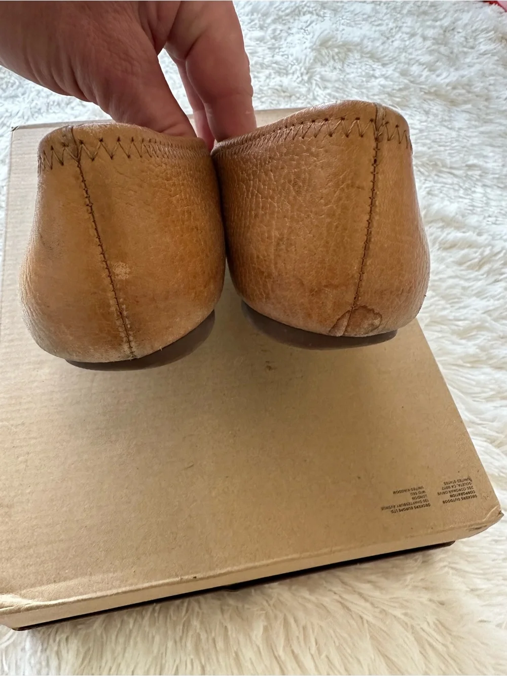 Tory Burch Reva Travel Leather Ballet Flats Pecan Praline Gold Size: 6.5 - Picture 5 of 8